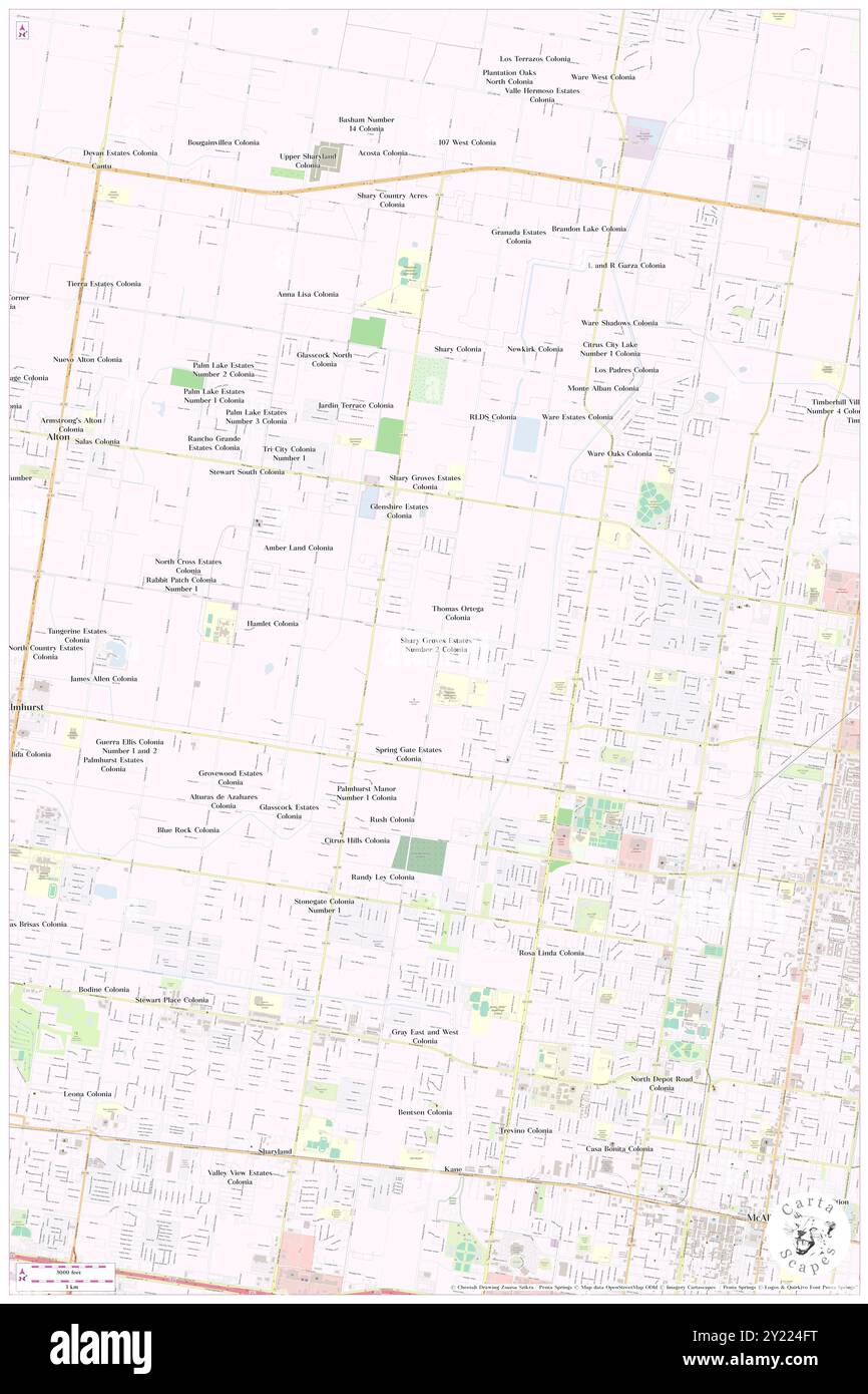 Shary Groves Estates Number 2 Colonia, Hidalgo County, US, United States, Texas, N 26 15' 51'', S 98 16' 9'', map, Cartascapes Map published in 2024. Explore Cartascapes, a map revealing Earth's diverse landscapes, cultures, and ecosystems. Journey through time and space, discovering the interconnectedness of our planet's past, present, and future. Stock Photo