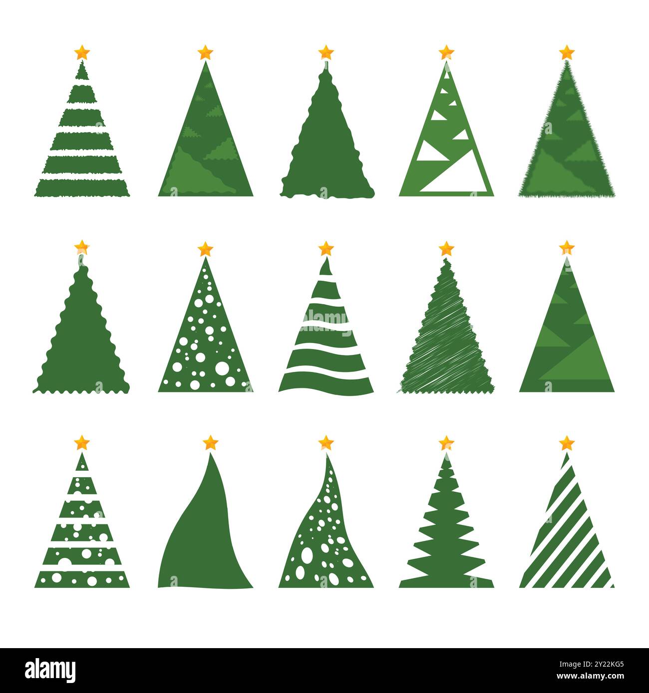 Vector Icons of Christmas Trees. Set of Illustrations Isolated on White Background Stock Vector