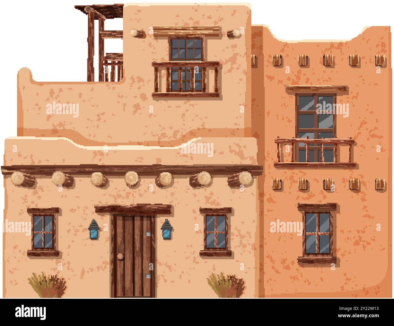 Rustic adobe house with wooden accents Stock Vector Image & Art - Alamy