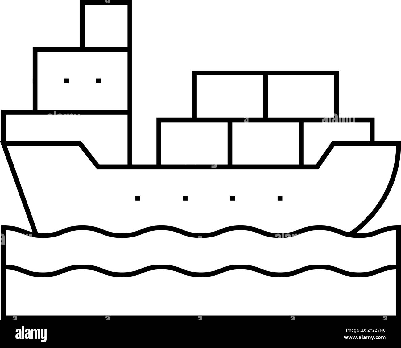 ship shipping containers line icon vector illustration Stock Vector ...