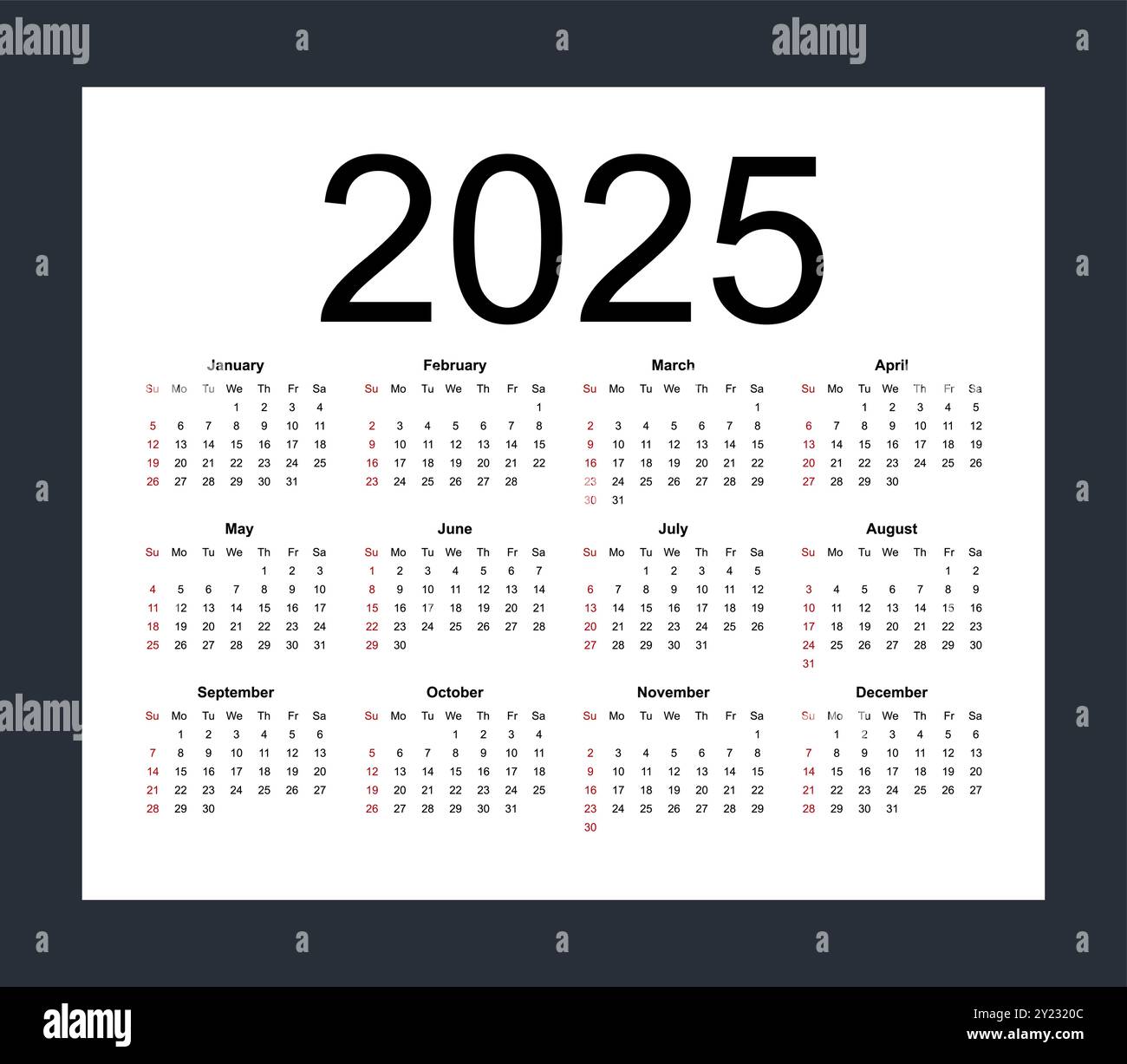Simple 2025 year calendar week Stock Vector Images - Alamy calendar-no-301-2025-and-2026-michel-zbinden-en