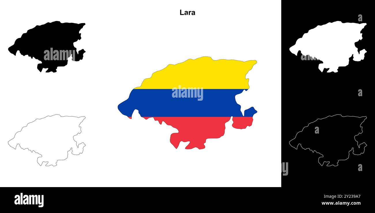 Lara state outline map set stock vector image art alamy
