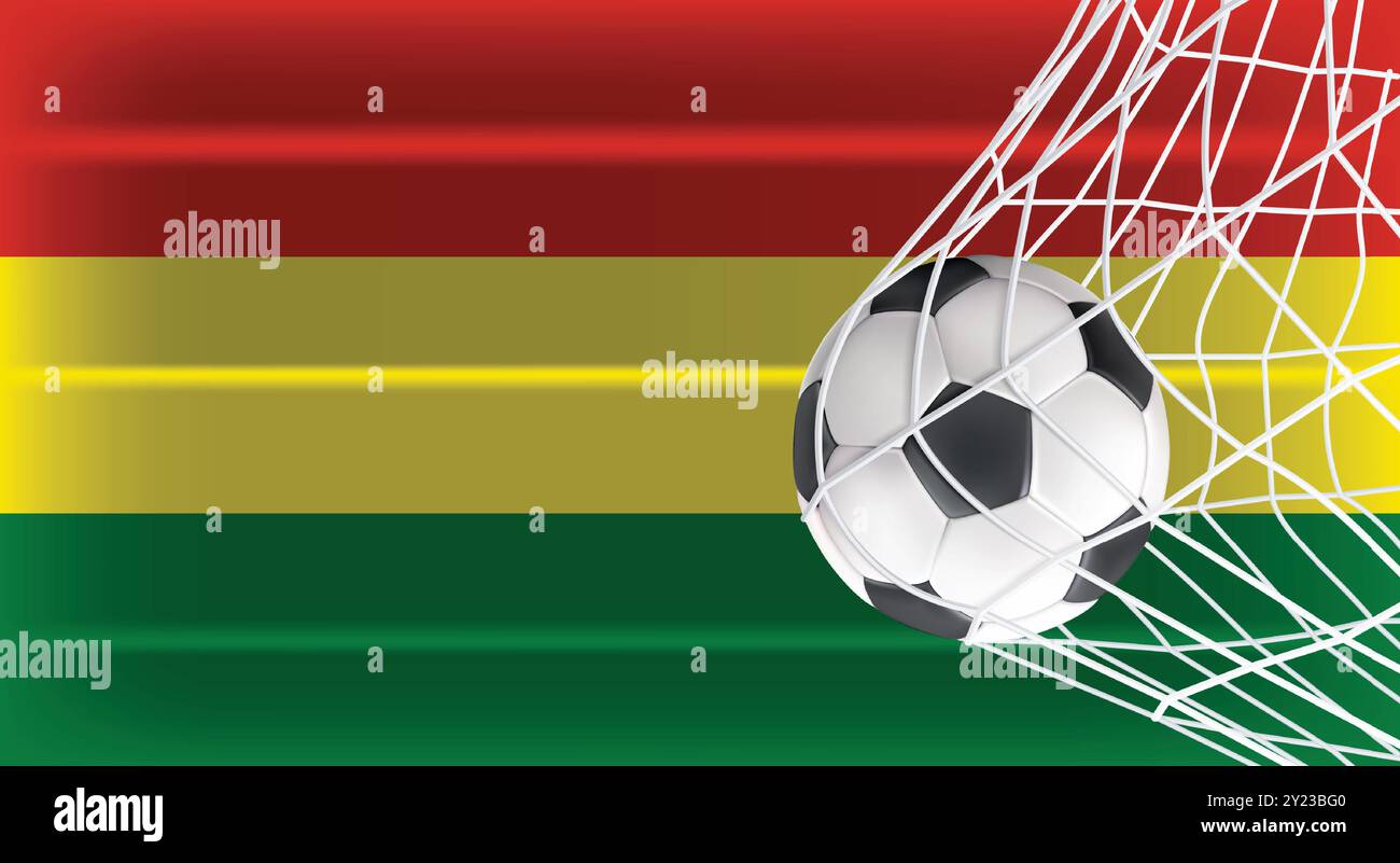 Soccer or Football ball in Goal Net Isolated on Bolivia Shaded Flag ...