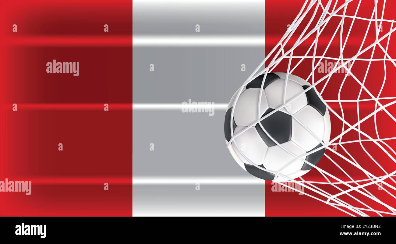 Soccer or Football ball in Goal Net Isolated on Peru Shaded Flag ...