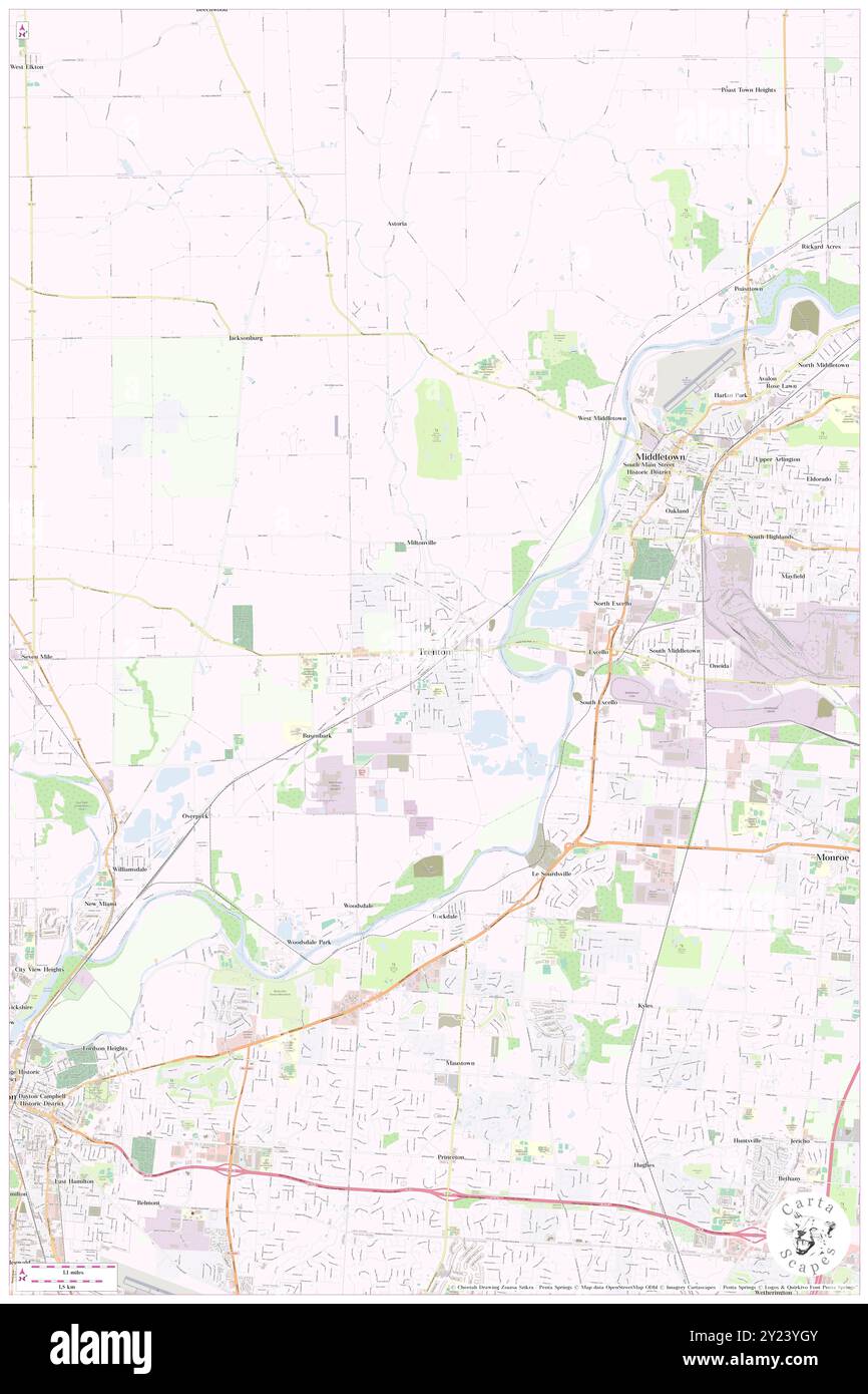 Trenton, Butler County, US, United States, Ohio, N 39 28' 51'', S 84 27' 27'', map, Cartascapes Map published in 2024. Explore Cartascapes, a map revealing Earth's diverse landscapes, cultures, and ecosystems. Journey through time and space, discovering the interconnectedness of our planet's past, present, and future. Stock Photo