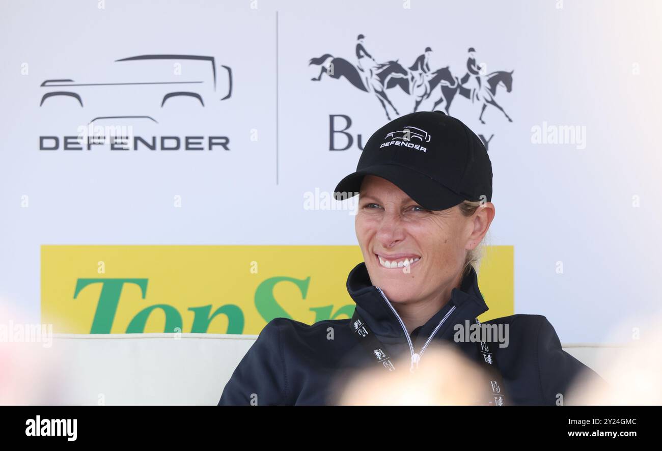 Zara Tindall at a Q&A session at The Defender Burghley Horse trials in ...