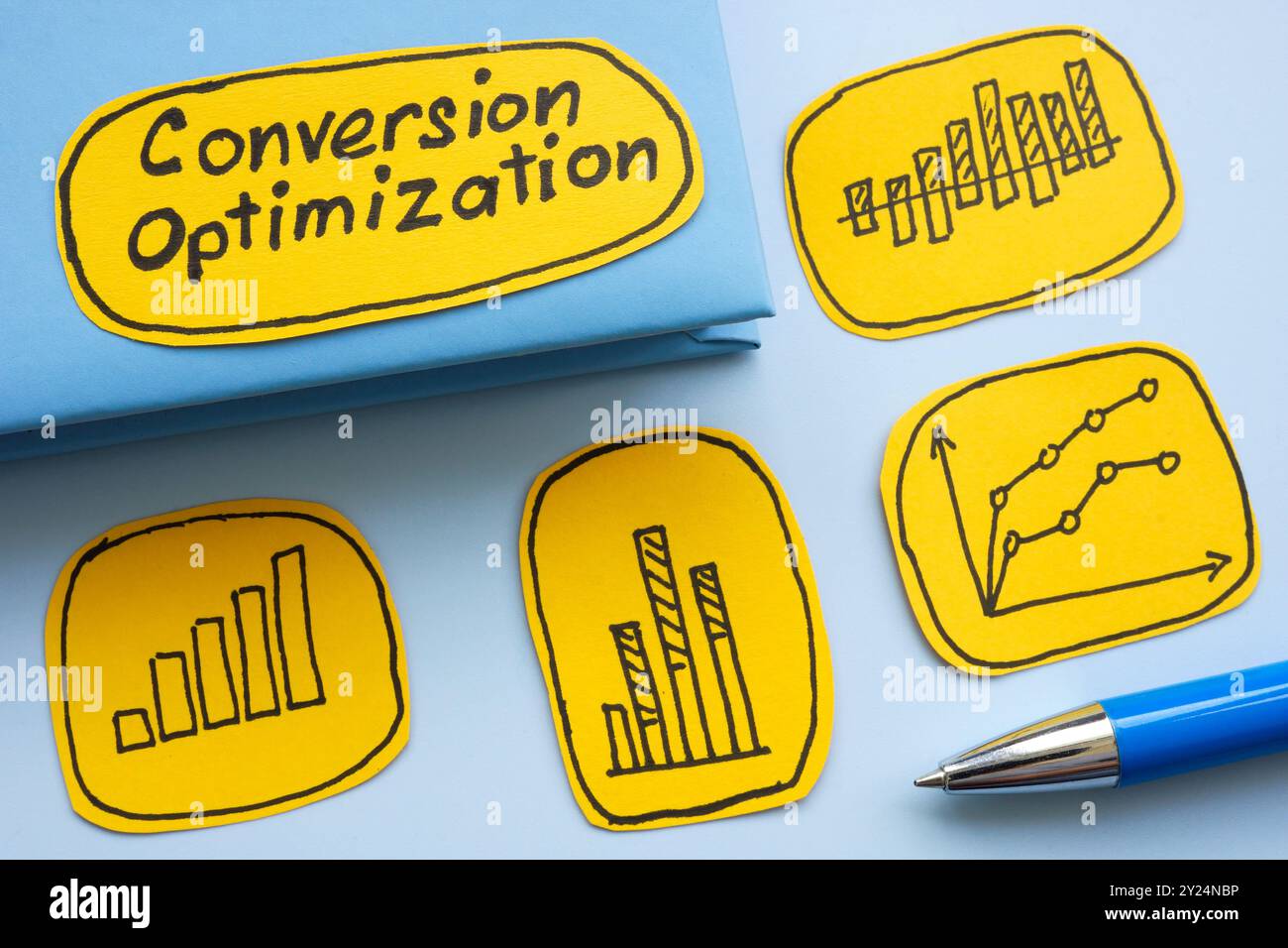 Conversion optimization with drawn graphs Stock Photo - Alamy