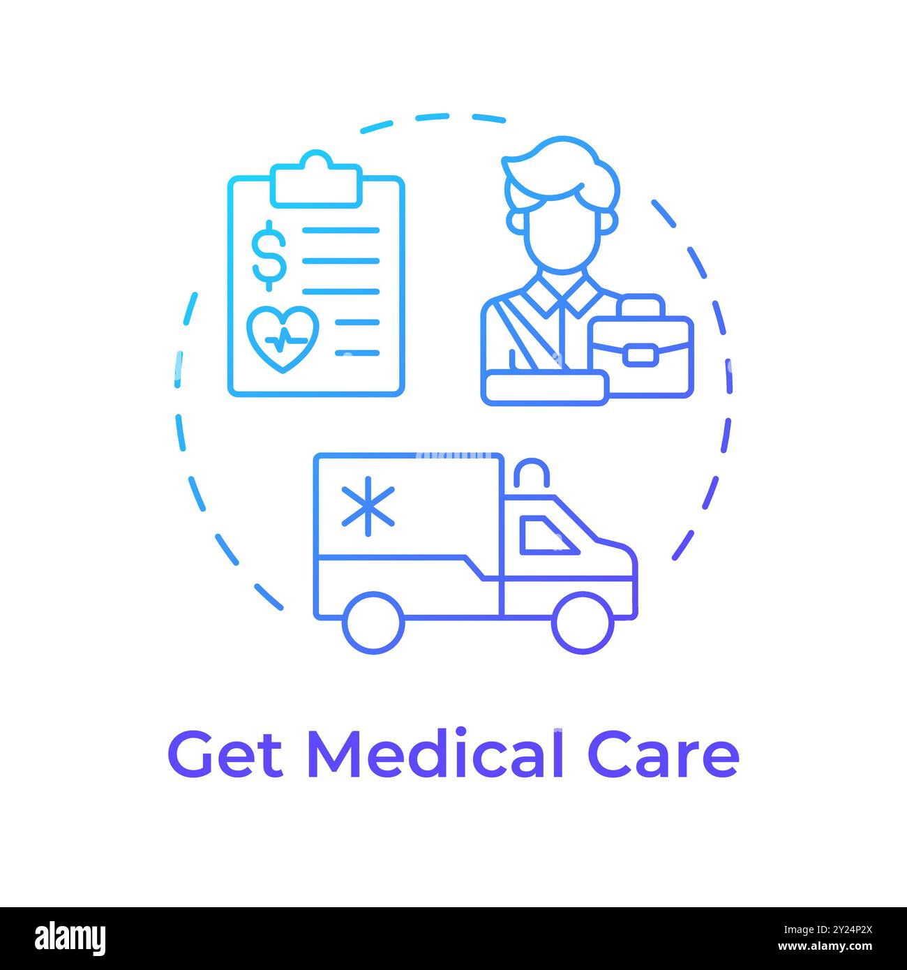 Get medical care blue gradient concept icon Stock Vector