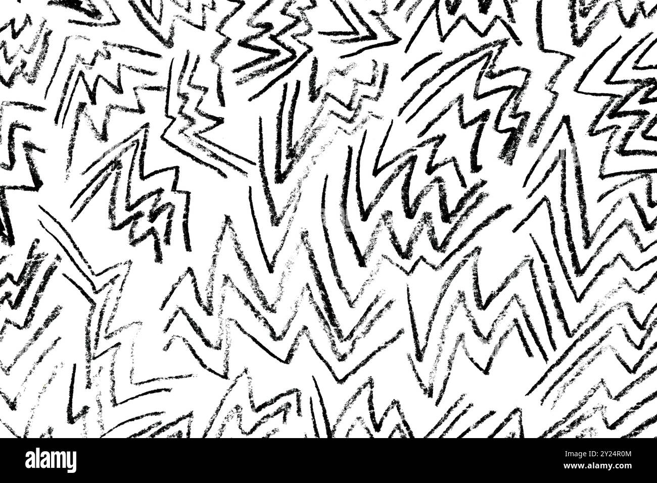 Chaotic Black and White Zigzag Pattern with Rough Textured Strokes Stock Photo