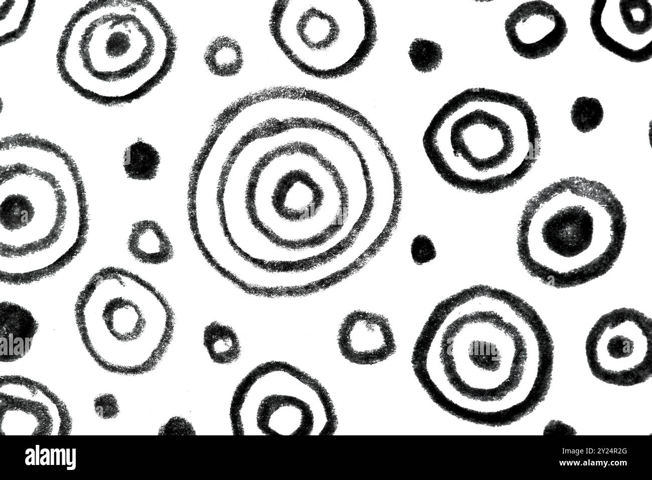 Hand-Drawn Print with Abstract Circular Patterns. Bold Black and White ...
