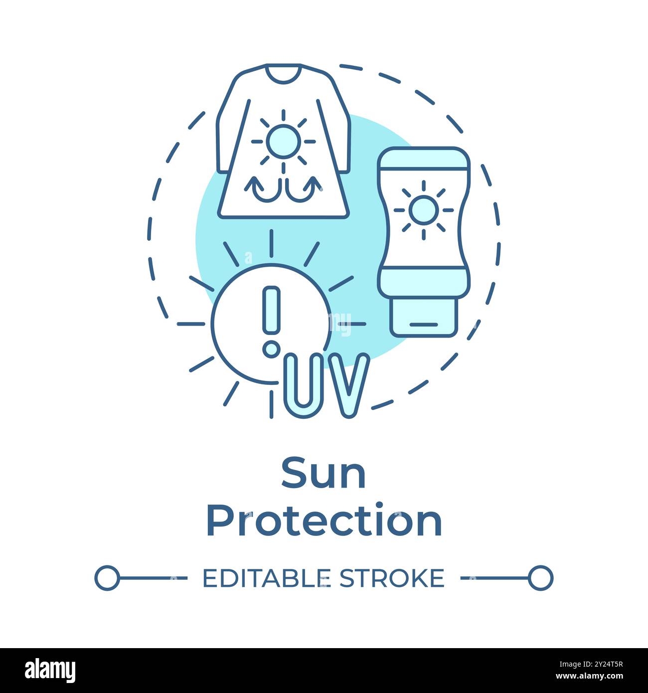 Sun protection soft blue concept icon Stock Vector
