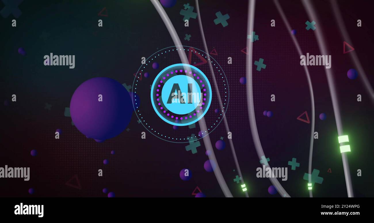 Image of ai text over connections Stock Photo