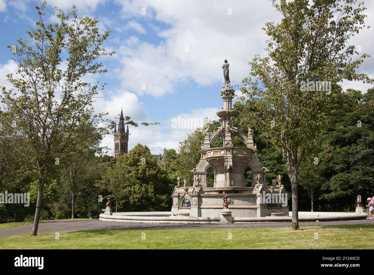 The Stewart Memorial Fountain in Kelvingrove Park, Glasgow, Scotland in the UK Stock Photo