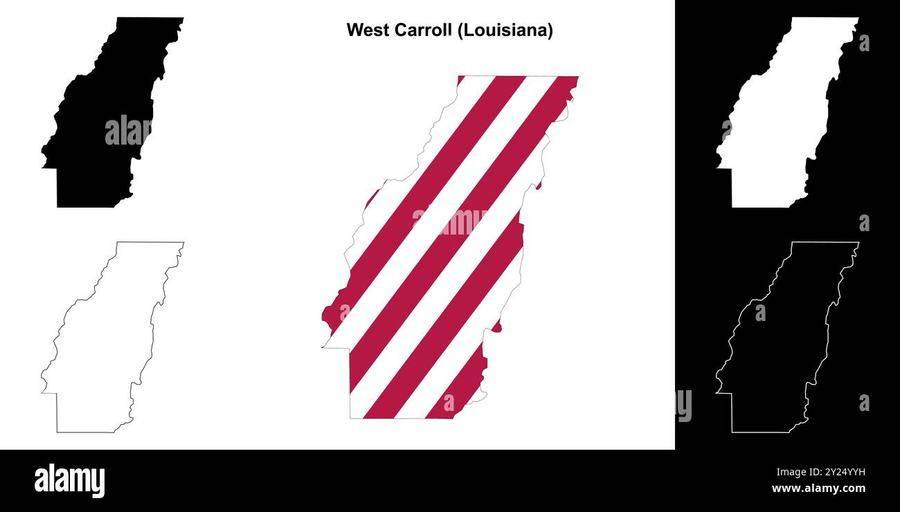 West Carroll Parish (Louisiana) outline map set Stock Vector Image ...