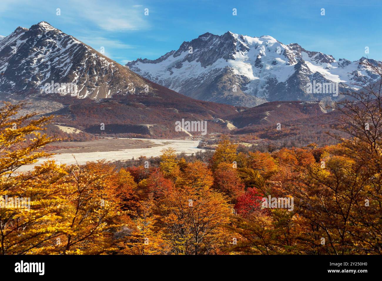 Autumn season in Patagonia mountains, South America, Argentina Stock ...