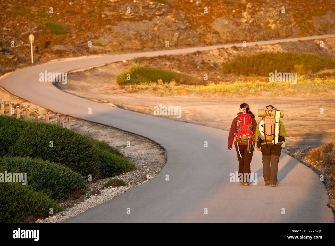 Gr223 Map walkers on route, horse trail (Cami de Cavalls) GR223, Cap de Favàritx ...