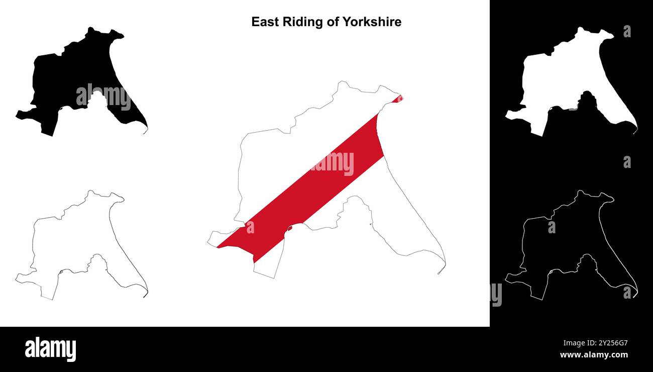 East Riding of Yorkshire blank outline map set Stock Vector Image & Art