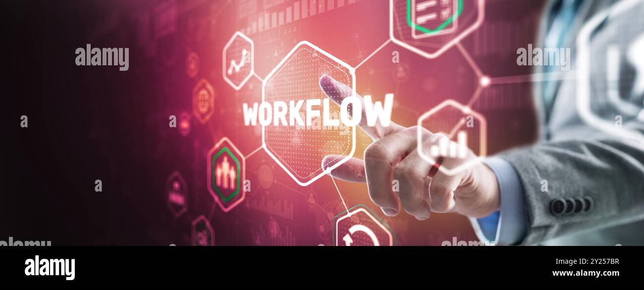 Automation of business workflows. Work process. Stock Photo