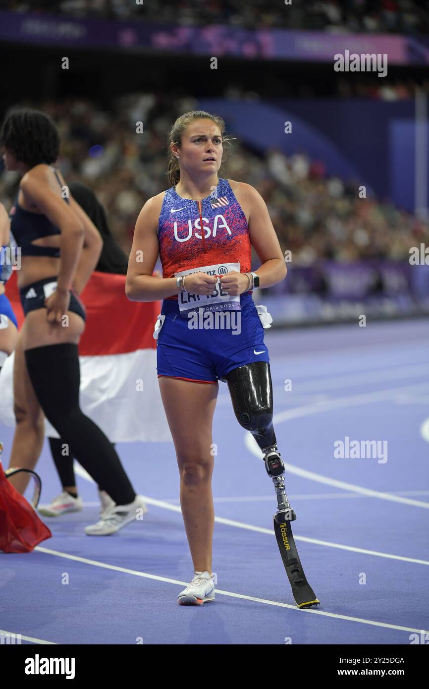 Noelle Lambert of the USA competing in the womens T63 final at the