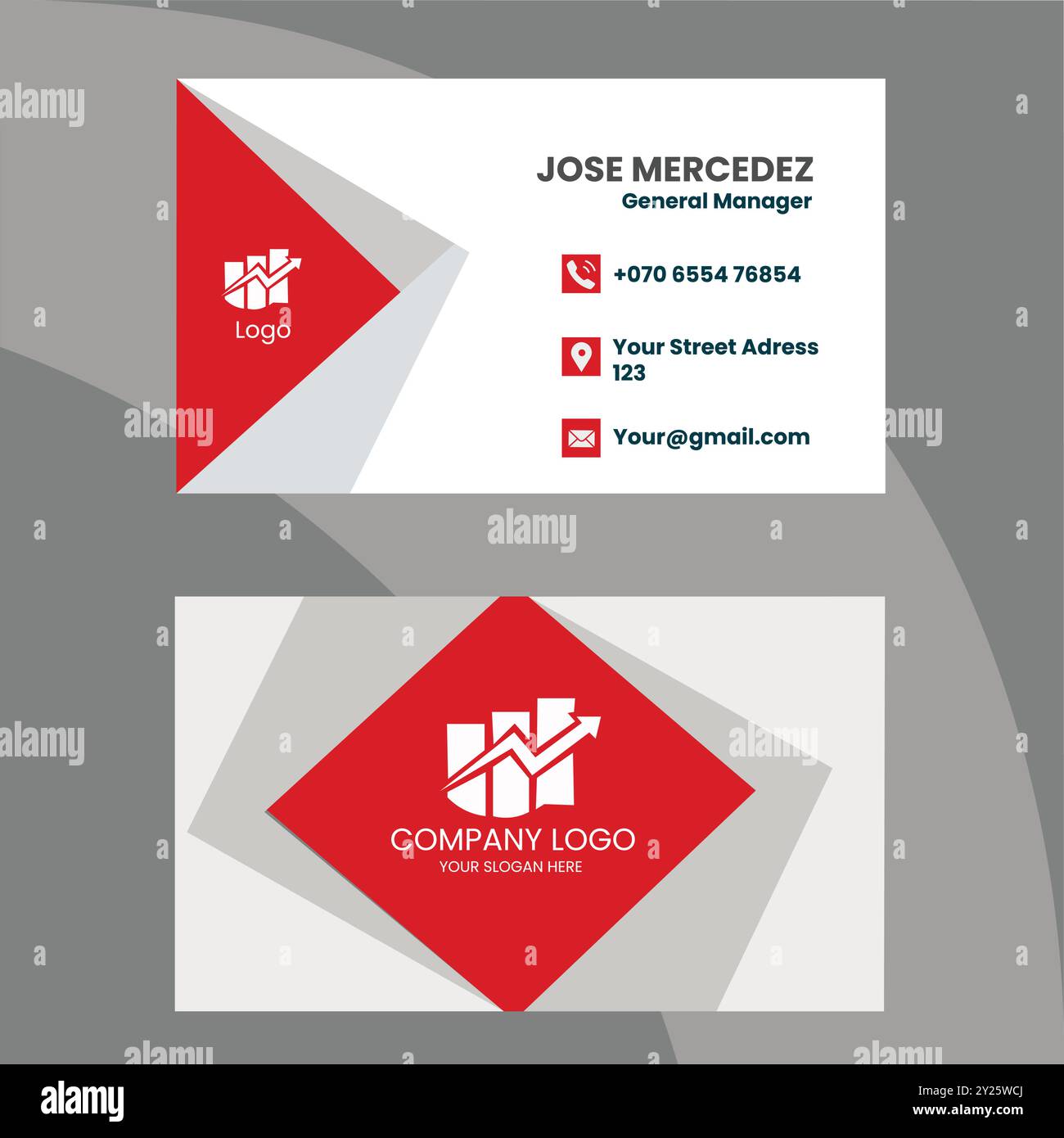 Elegant White and Red Professional Business Card with Luxury Finish ...