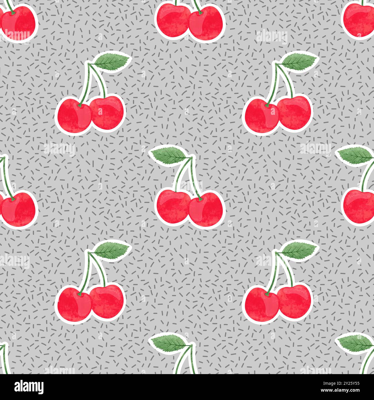 Seamless cherry pattern. Vector abstract background with red berries Stock Vector