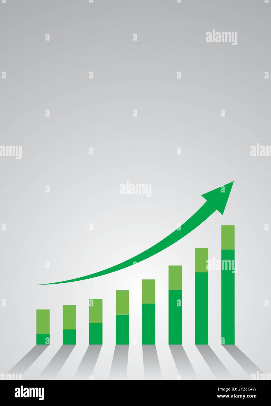 Graph with increase report and blank background. Diagram with rise ...