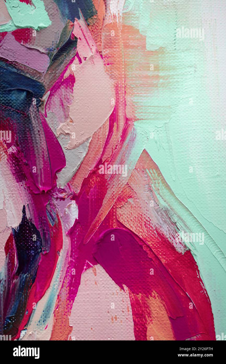 Vibrant abstract artwork featuring bold colors and dynamic brush ...