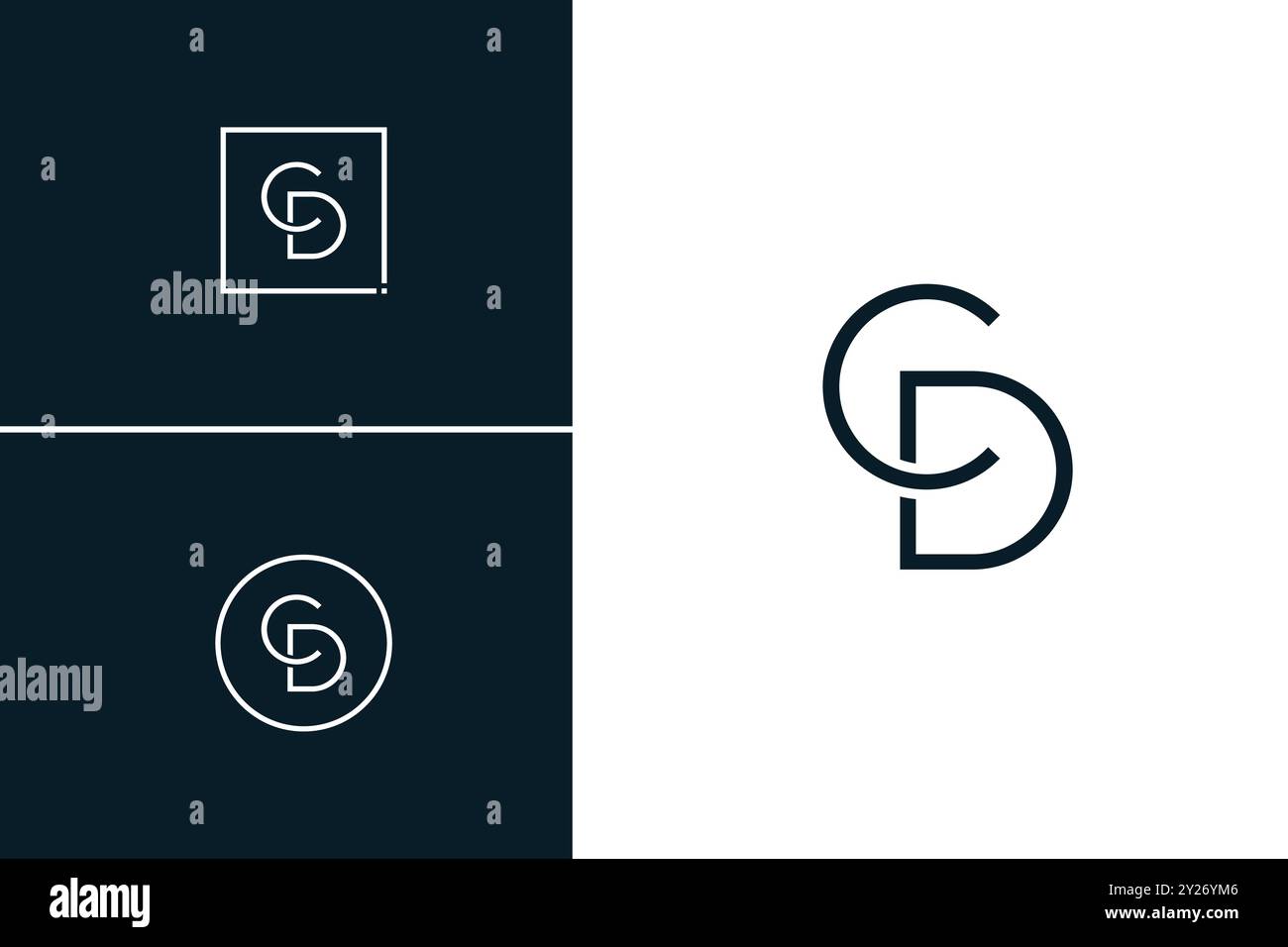 CD Vector Logo Template - Simple Icon for Initial Letter C and D Monogram Stock Vector