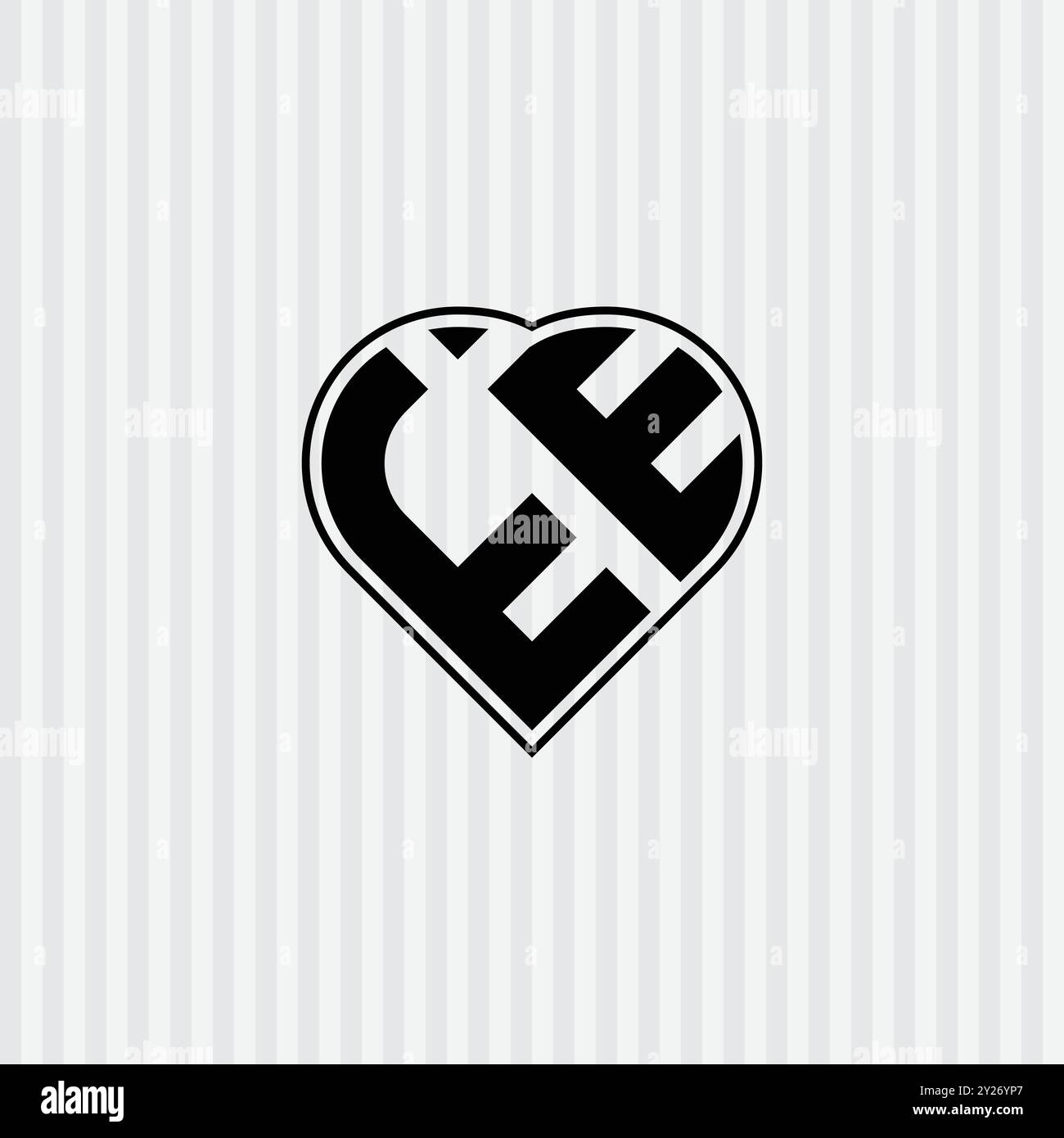 Heart Letter EE Logo - Initial Monogram Template for Alphabet E and E ...