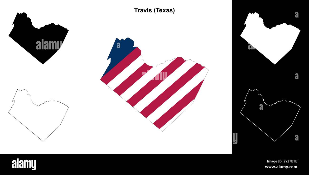 Blank travis map hi res stock photography - Travis County Texas Outline Map Set 2Y27B1E 