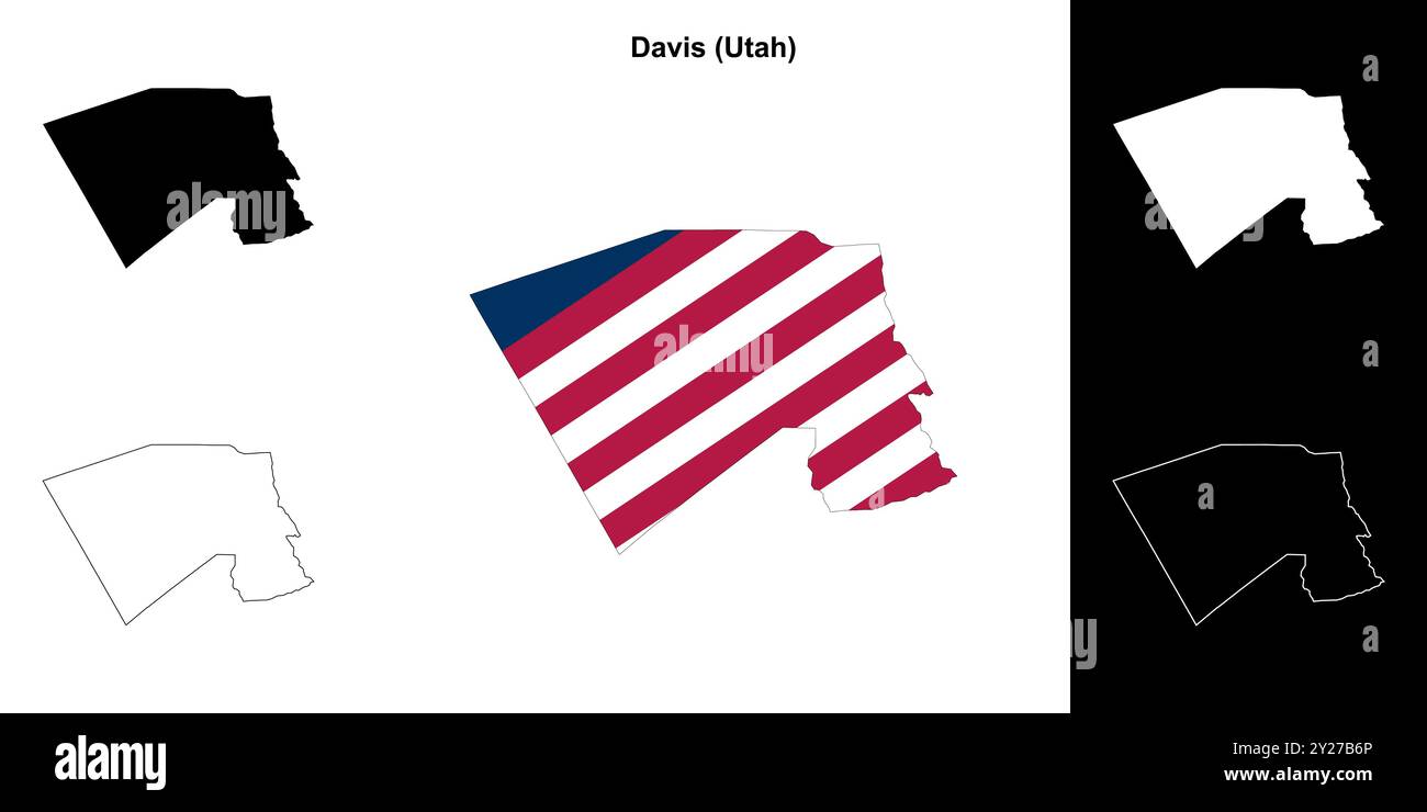 Davis County Utah outline map - Davis County Utah Outline Map Set 2Y27B6P 