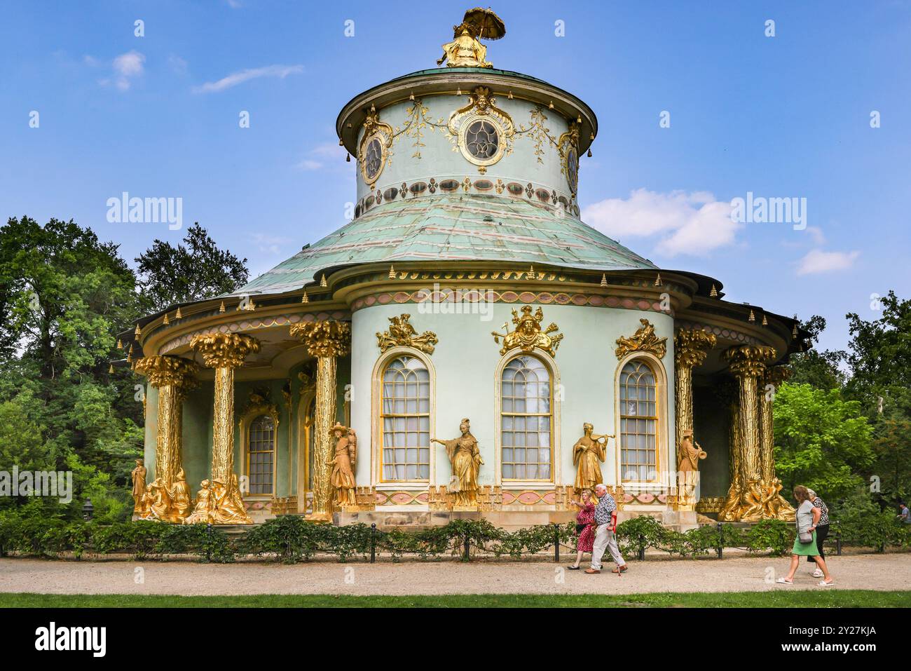 View of the Chinese House garden pavilion exterior in Sanssouci Park in