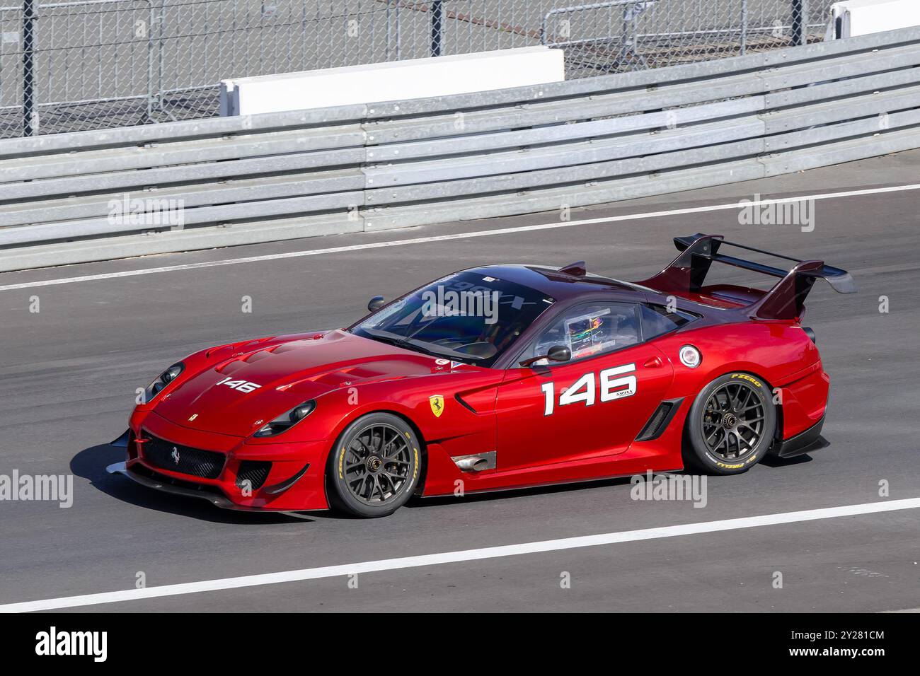 Nürburg, Germany - Nürburgring - FRD round of 2024 Ferrari Challenge  Europe. Red Ferrari 599XX Evo #146 leaving the pit lane Stock Photo - Alamy, image size:1300x956