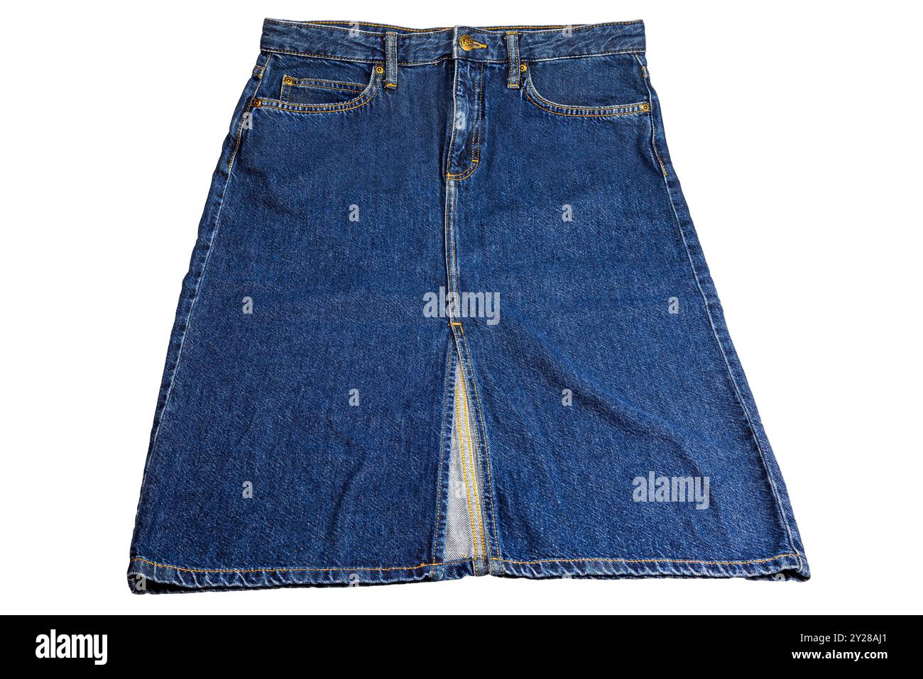 Denim High-Waist Flared Skirt