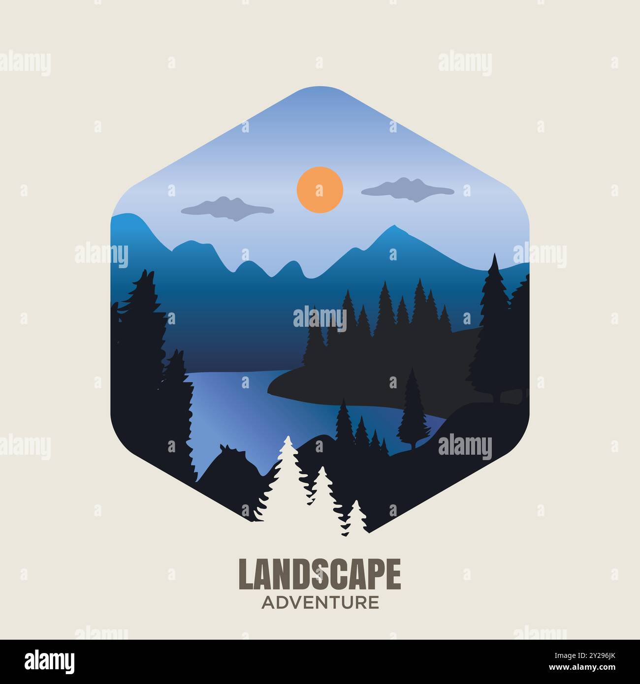 Landscape Adventure illustration. Vector landscape.Vector illustration ...