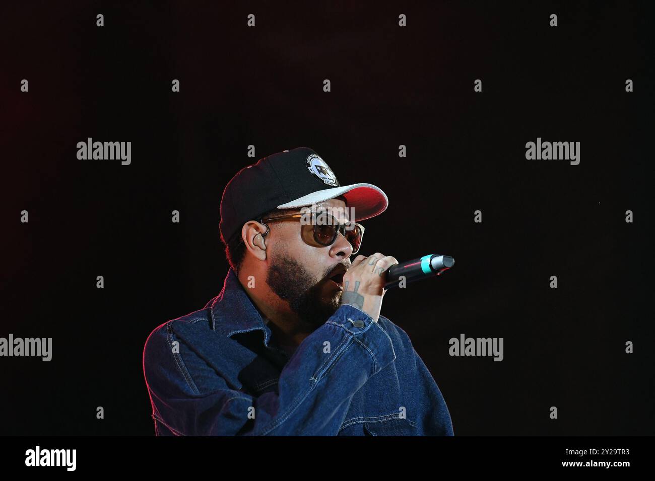 Rio de Janeiro, Brazil, September 4, 2022. Singer and rapper Emicida, during a show at Rock in Rio. Stock Photo