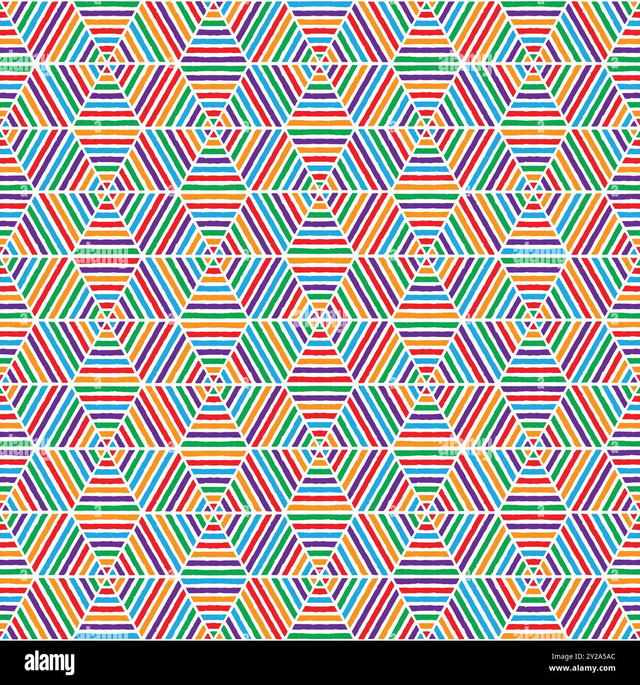 Abstract hexagon lines seamless pattern. Colorful vector illustration pattern background Stock Vector