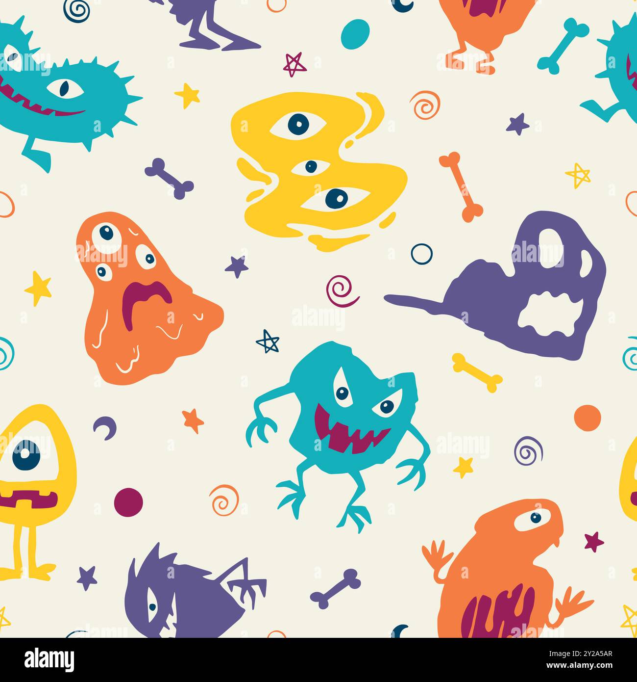 Monsters seamless pattern. Vector illustration pattern Stock Vector