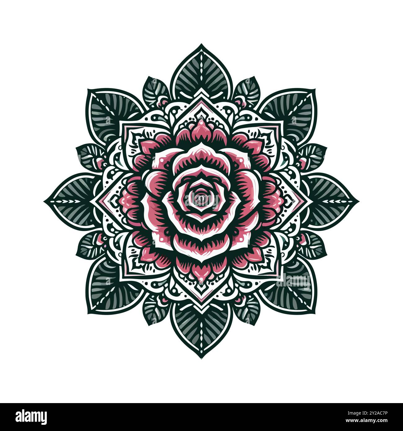 Rose Mandala Floral Pattern White Background Stock Vector Image & Art ...