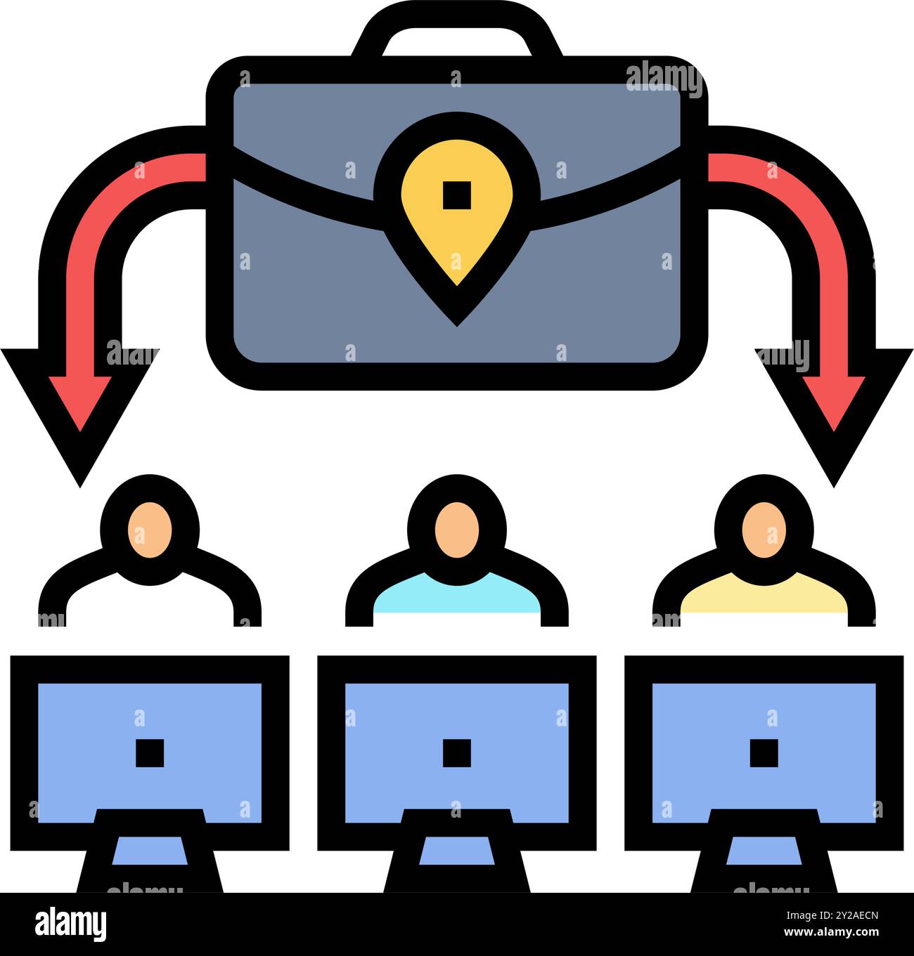 virtual teams modern business color icon vector illustration Stock ...