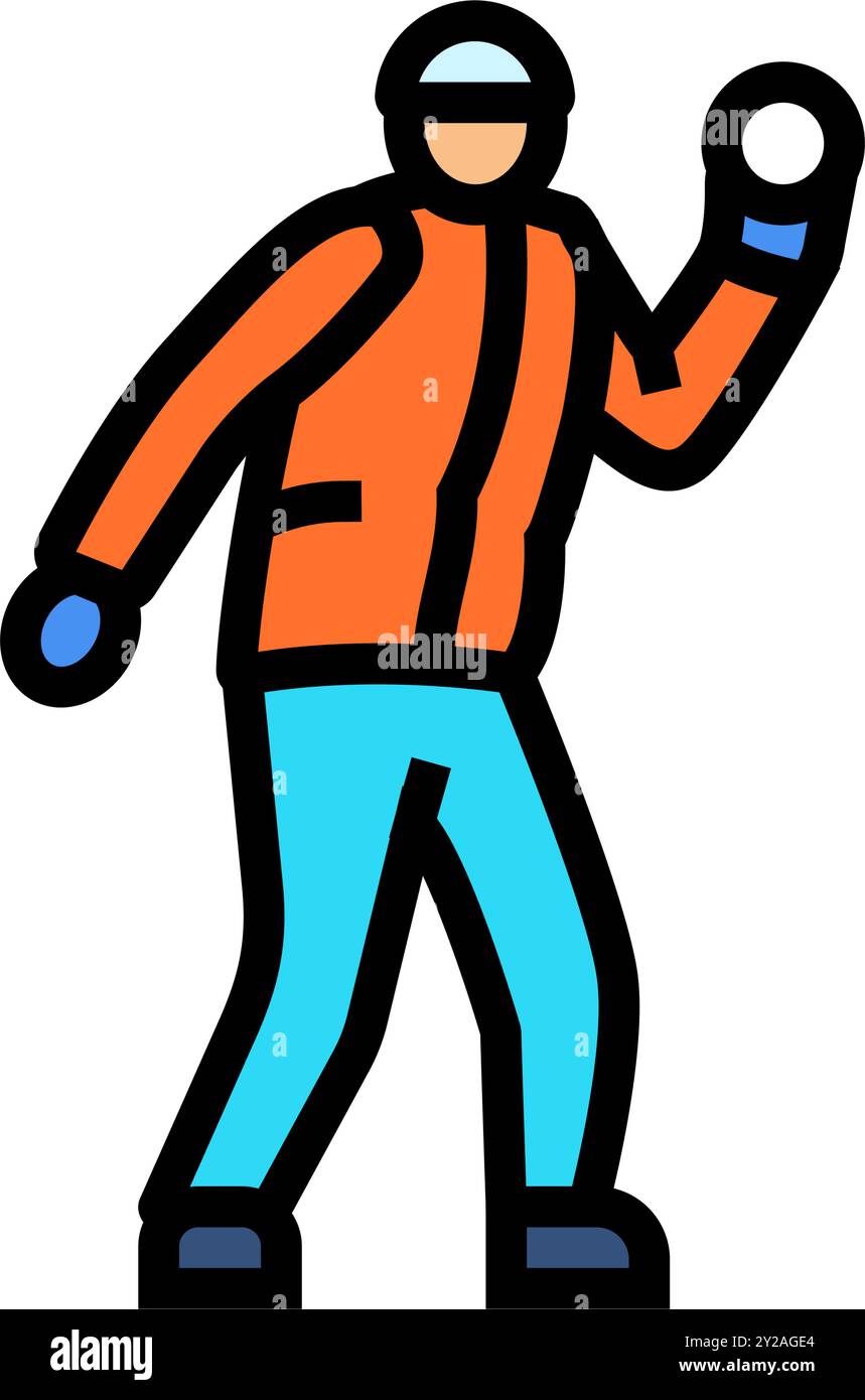 snowball fight winter color icon vector illustration Stock Vector Image ...
