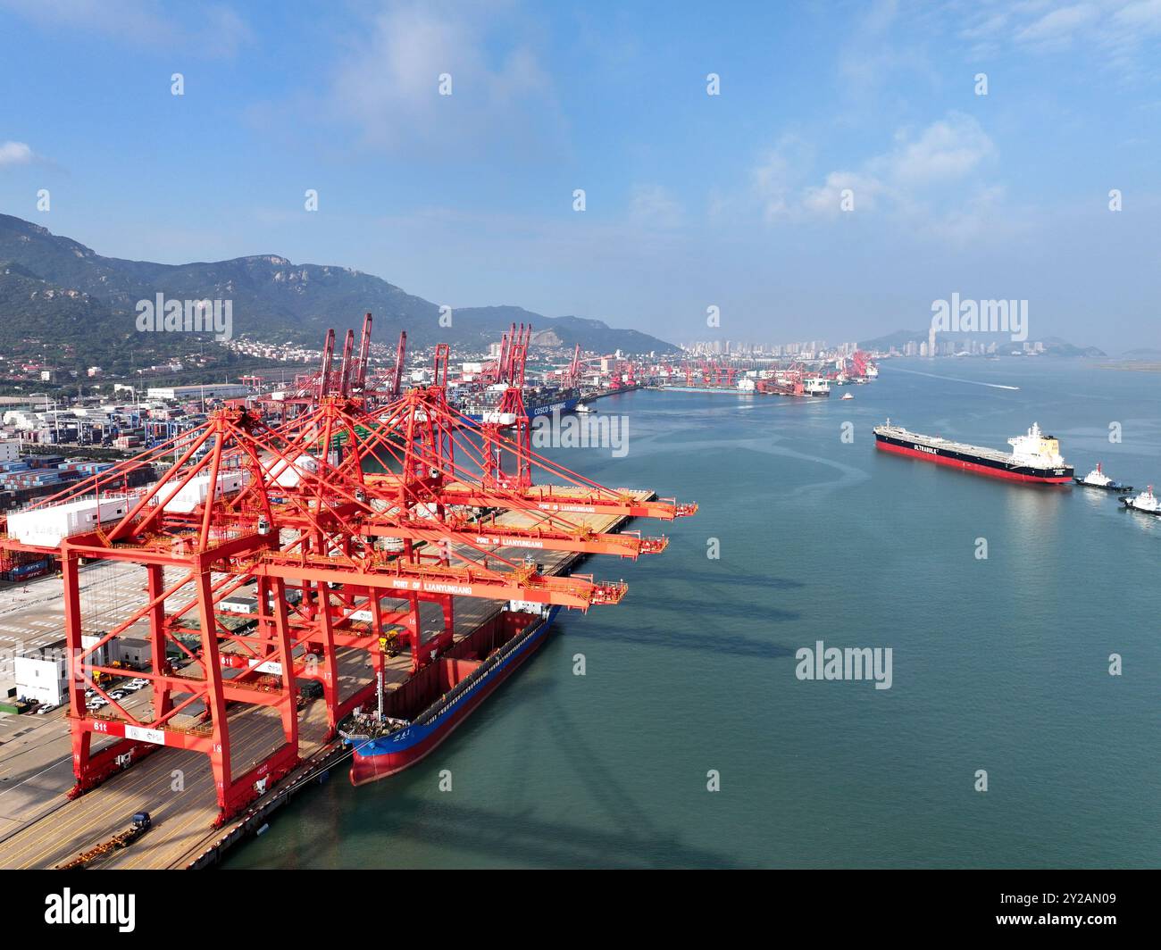 LIANYUNGANG, CHINA - SEPTEMBER 10, 2024 - The cargo ship docks at the ...