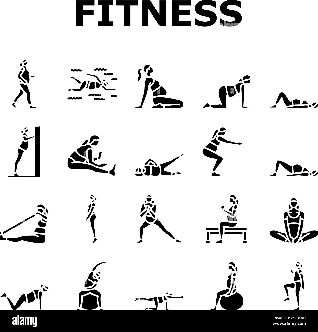 pregnant fitness icons set vector Stock Vector Image & Art - Alamy