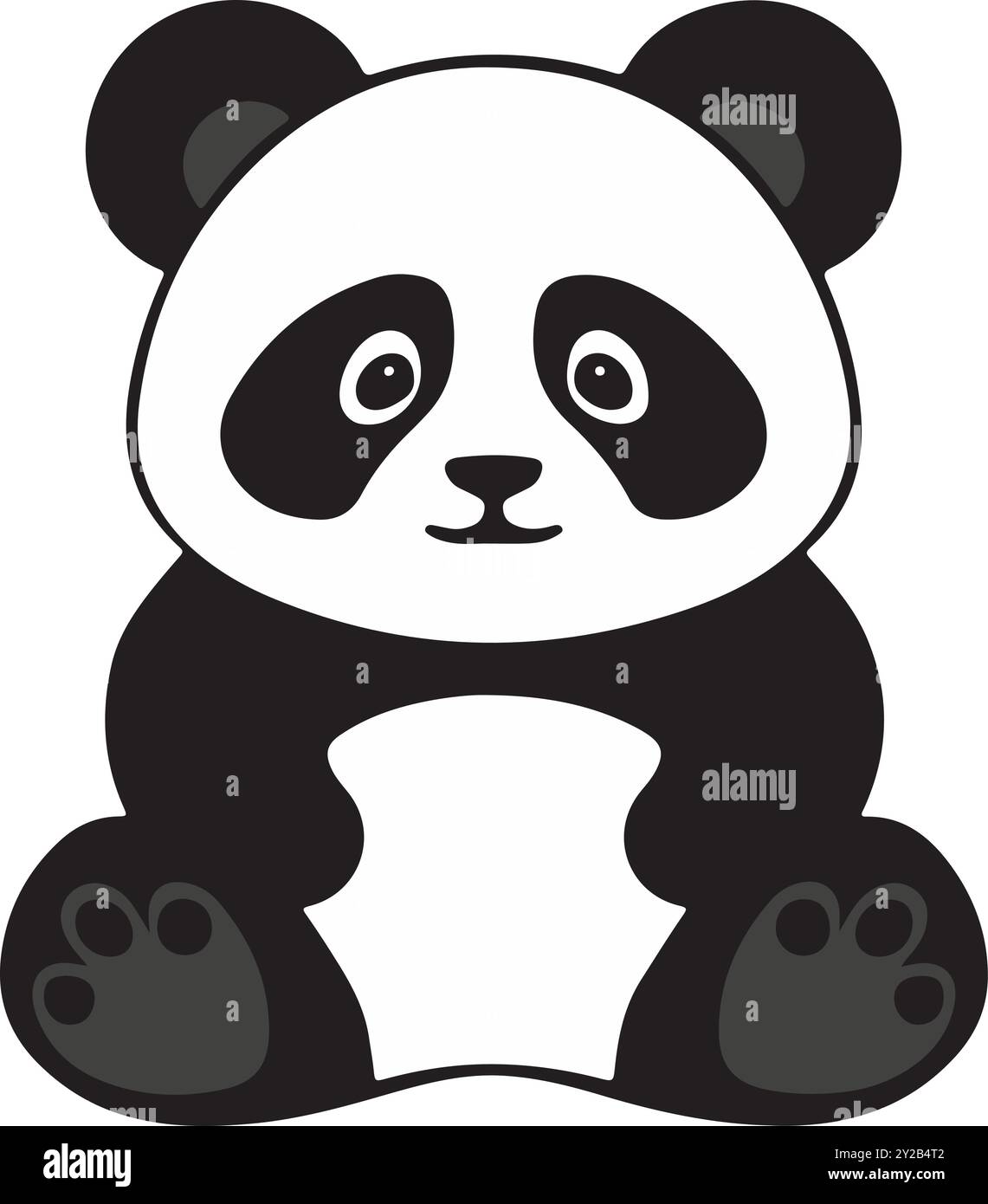 Panda Silhouette in Vector Art with White Color Background, cute vector panda teddy Stock Vector