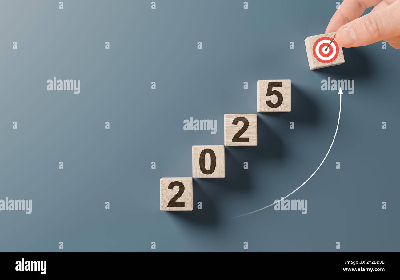 New year resolution 2025. Goal achievement. Ambition aiming success