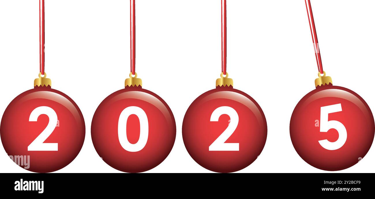 Red Christmas Balls 2025 Isolated Vector Illustration Stock Vector Red Christmas Balls 2025 Isolated Vector Illustration 2Y2BCF9