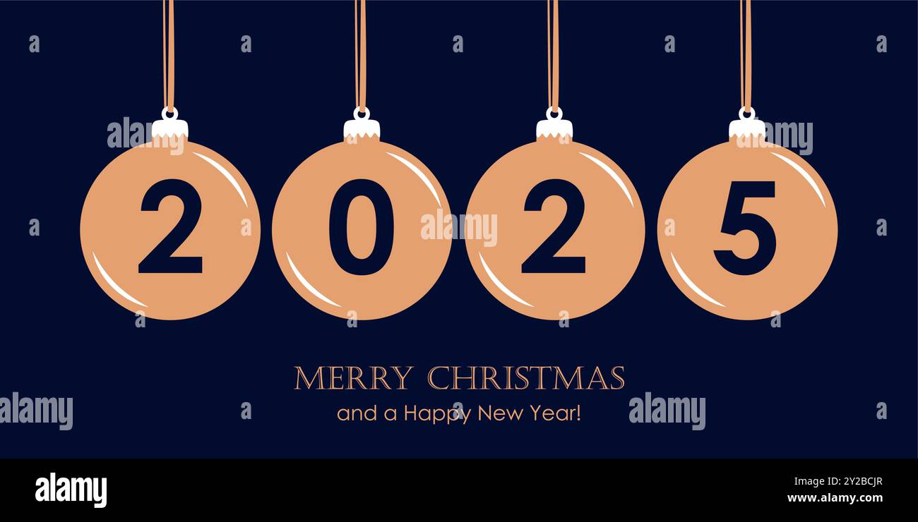 Hanging Christmas Balls 2025 Isolated Vector Illustration Stock Vector Hanging Christmas Balls 2025 Isolated Vector Illustration 2Y2BCJR