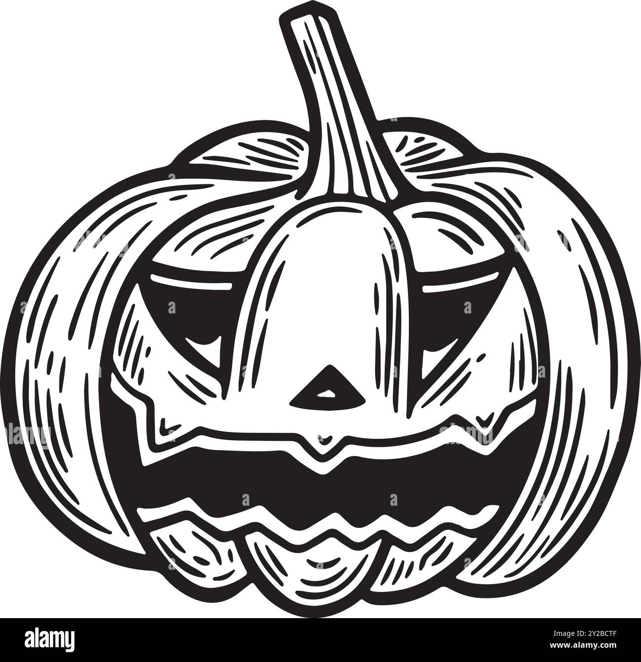 Halloween pumpkin line drawing vector illustration Stock Vector Image ...