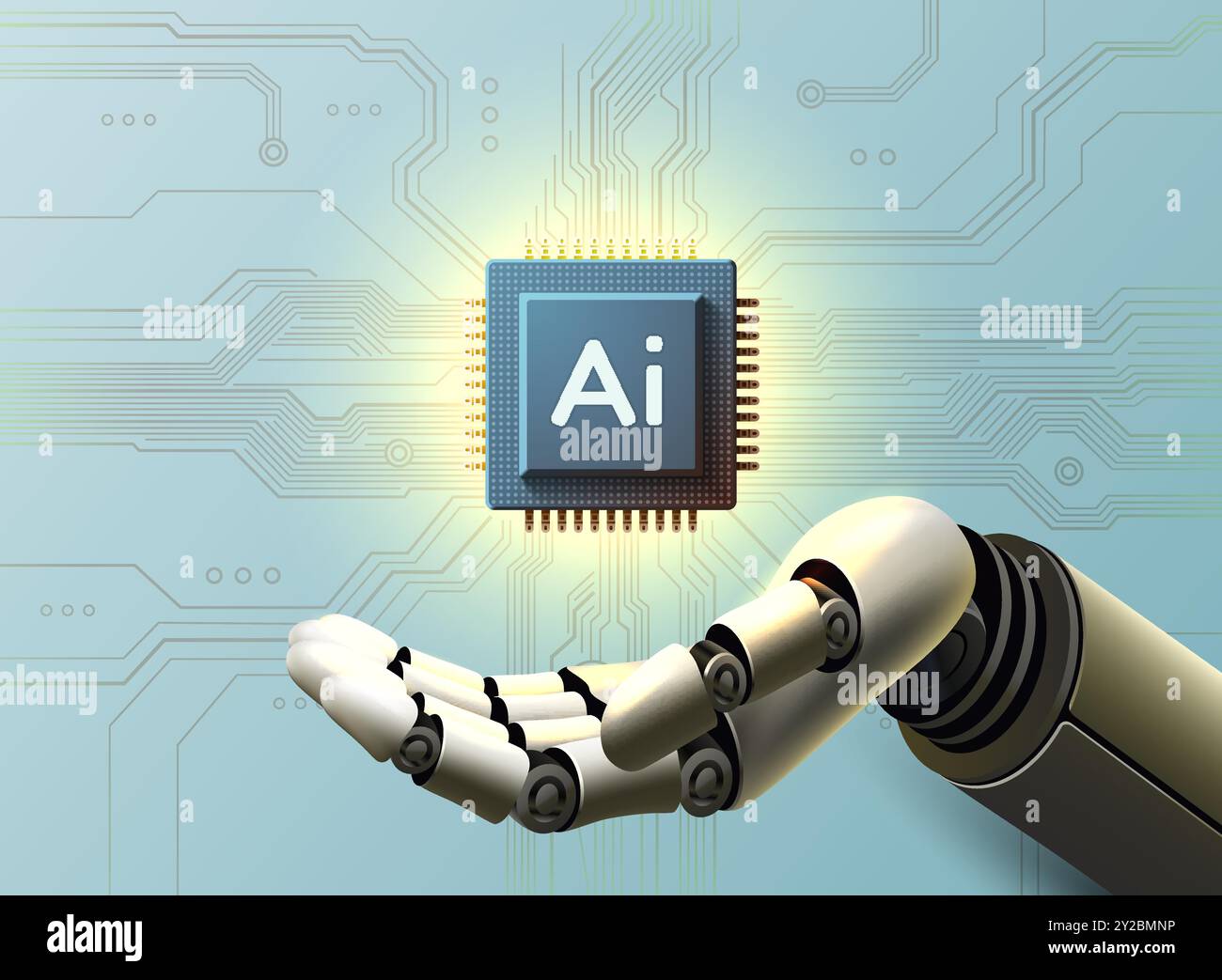 Robot arm with microchip, ai processor, microprocessor electronics ...