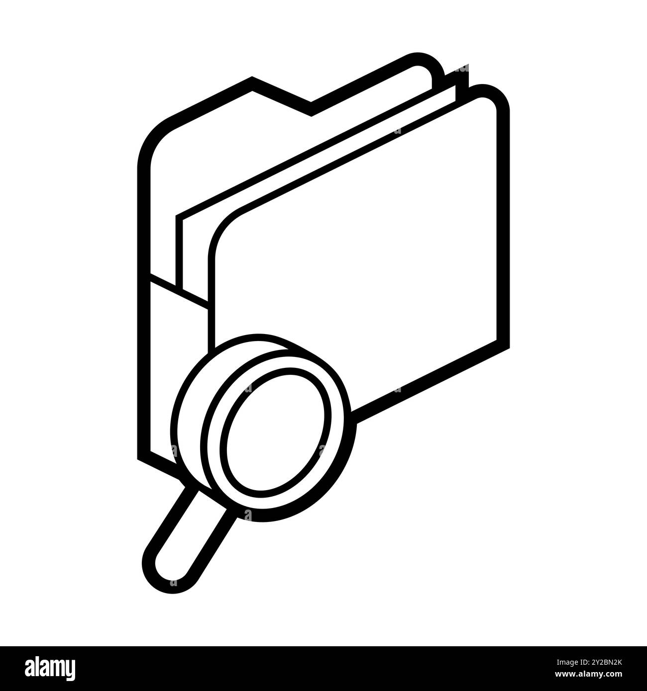 Folder search icon in isometry. Image for website, app, logo, UI design. Stock Vector